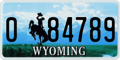 WY license plate 084789