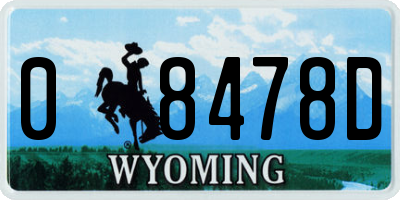 WY license plate 08478D