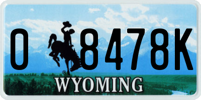 WY license plate 08478K