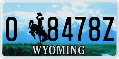WY license plate 08478Z