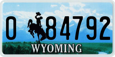 WY license plate 084792