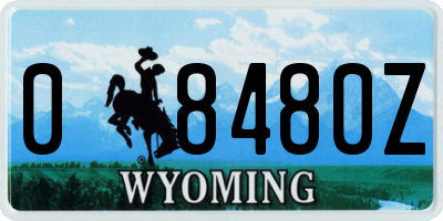 WY license plate 08480Z