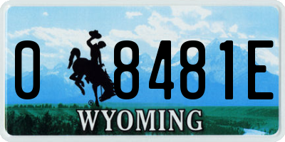 WY license plate 08481E