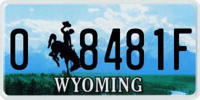 WY license plate 08481F