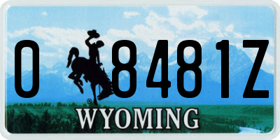 WY license plate 08481Z