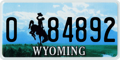 WY license plate 084892