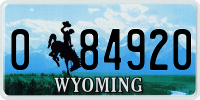 WY license plate 084920