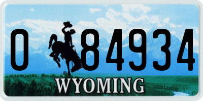 WY license plate 084934