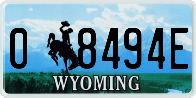 WY license plate 08494E
