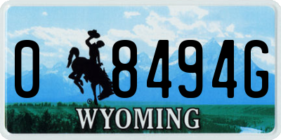 WY license plate 08494G
