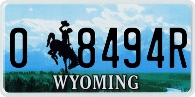 WY license plate 08494R