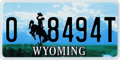 WY license plate 08494T