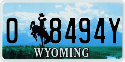 WY license plate 08494Y