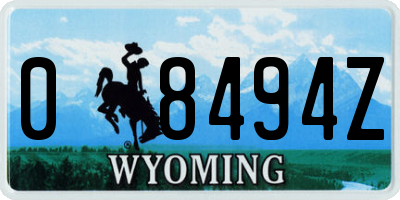 WY license plate 08494Z