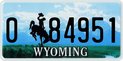 WY license plate 084951