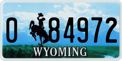 WY license plate 084972