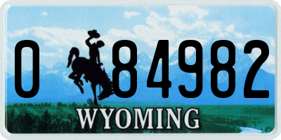 WY license plate 084982