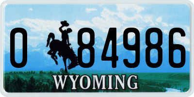 WY license plate 084986