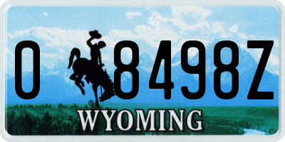 WY license plate 08498Z