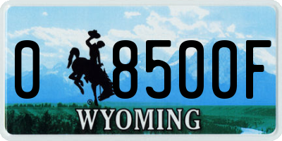 WY license plate 08500F