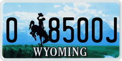 WY license plate 08500J