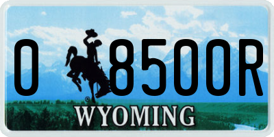 WY license plate 08500R