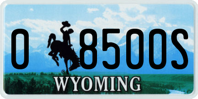 WY license plate 08500S
