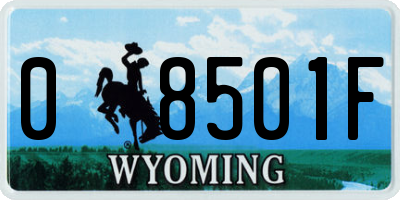 WY license plate 08501F