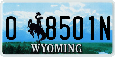 WY license plate 08501N