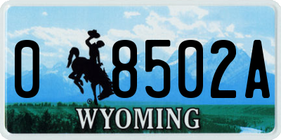 WY license plate 08502A