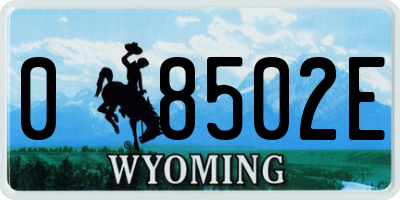 WY license plate 08502E