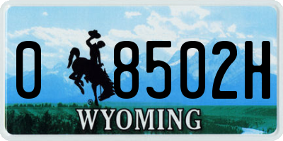WY license plate 08502H