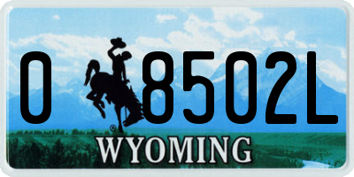 WY license plate 08502L