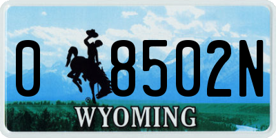 WY license plate 08502N