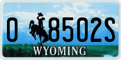 WY license plate 08502S