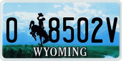 WY license plate 08502V