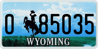 WY license plate 085035