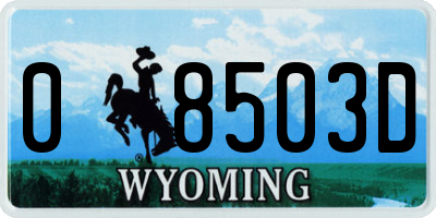 WY license plate 08503D