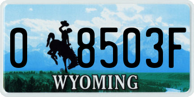 WY license plate 08503F