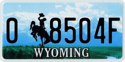 WY license plate 08504F