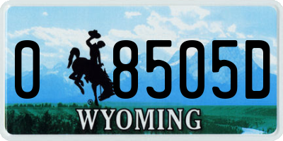 WY license plate 08505D
