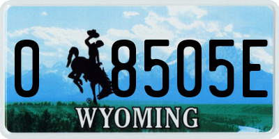 WY license plate 08505E