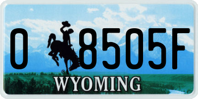 WY license plate 08505F