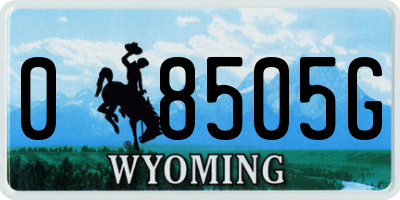 WY license plate 08505G