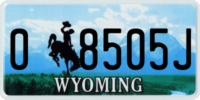 WY license plate 08505J