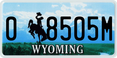 WY license plate 08505M