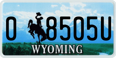 WY license plate 08505U