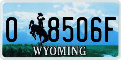 WY license plate 08506F