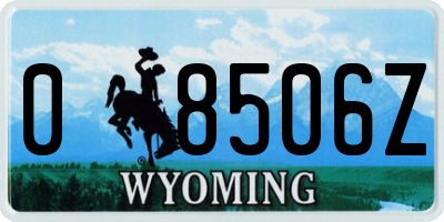 WY license plate 08506Z