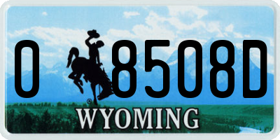 WY license plate 08508D